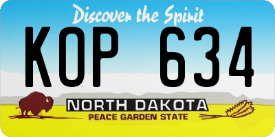 ND license plate KOP634