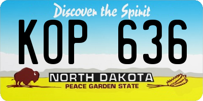 ND license plate KOP636