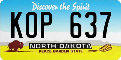 ND license plate KOP637
