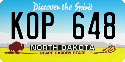 ND license plate KOP648