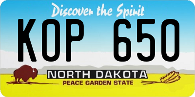 ND license plate KOP650