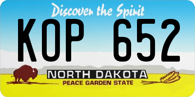ND license plate KOP652