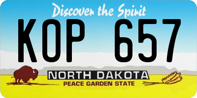 ND license plate KOP657