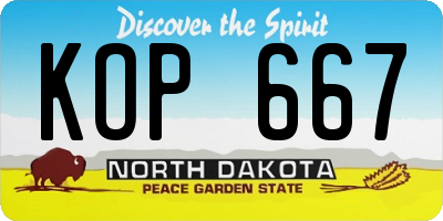 ND license plate KOP667