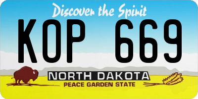 ND license plate KOP669