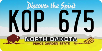 ND license plate KOP675