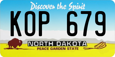 ND license plate KOP679