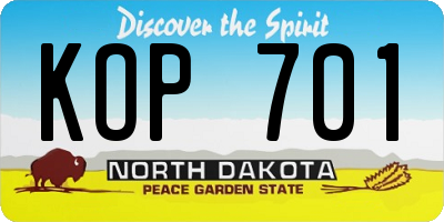 ND license plate KOP701