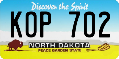 ND license plate KOP702