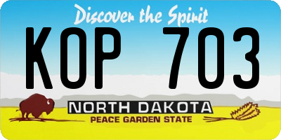 ND license plate KOP703