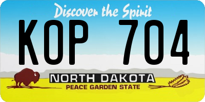 ND license plate KOP704