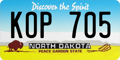 ND license plate KOP705