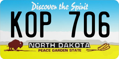 ND license plate KOP706