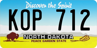 ND license plate KOP712