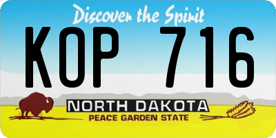 ND license plate KOP716