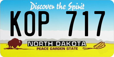 ND license plate KOP717