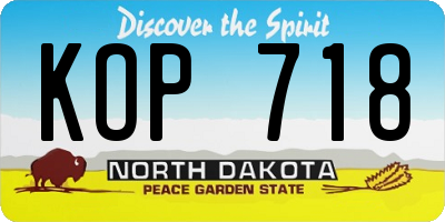ND license plate KOP718