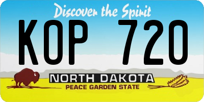 ND license plate KOP720