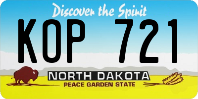 ND license plate KOP721