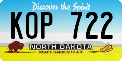 ND license plate KOP722