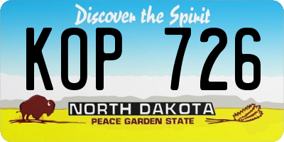 ND license plate KOP726
