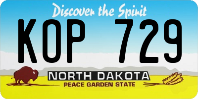 ND license plate KOP729