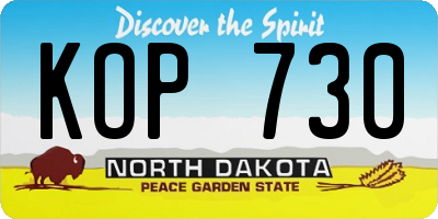 ND license plate KOP730