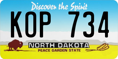 ND license plate KOP734