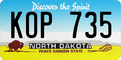 ND license plate KOP735
