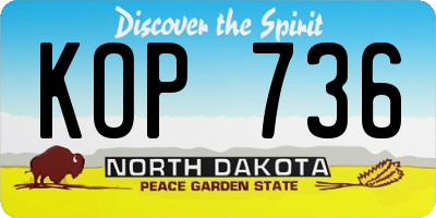 ND license plate KOP736