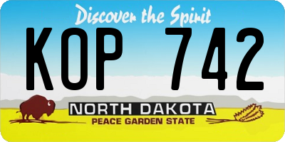 ND license plate KOP742
