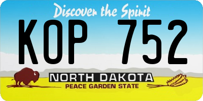 ND license plate KOP752