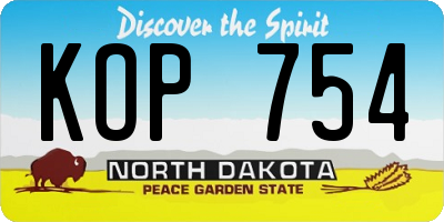 ND license plate KOP754