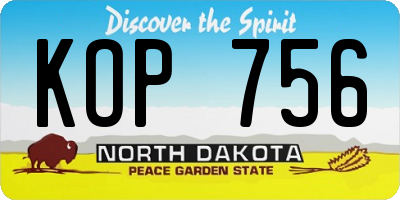 ND license plate KOP756