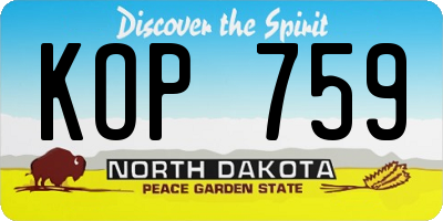 ND license plate KOP759