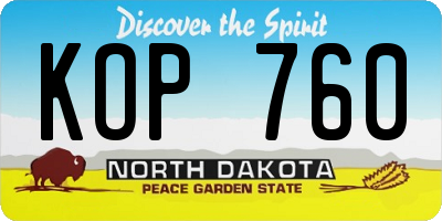 ND license plate KOP760