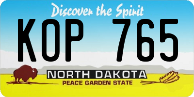 ND license plate KOP765
