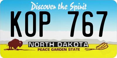 ND license plate KOP767