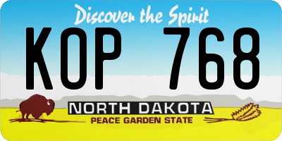 ND license plate KOP768