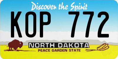 ND license plate KOP772