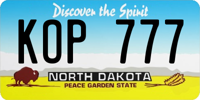 ND license plate KOP777