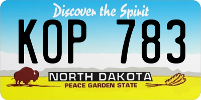 ND license plate KOP783