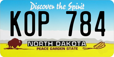 ND license plate KOP784