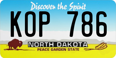 ND license plate KOP786