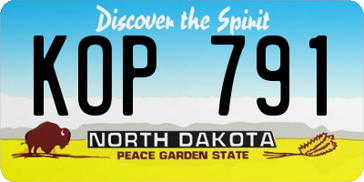 ND license plate KOP791