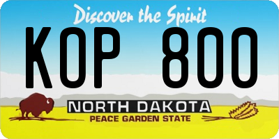 ND license plate KOP800
