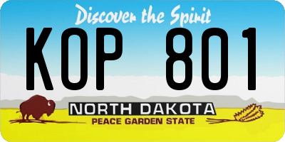 ND license plate KOP801