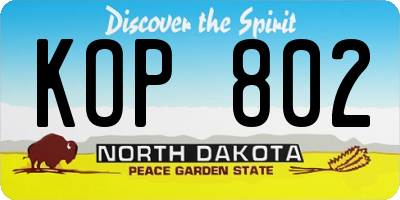 ND license plate KOP802