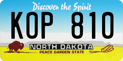 ND license plate KOP810