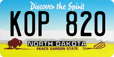 ND license plate KOP820